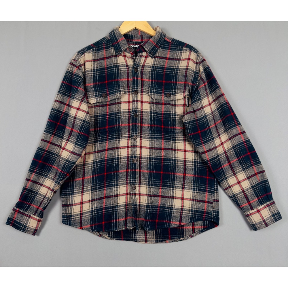 Wolverine Plaid Flannel Shirt Men's Medium Heavyweight Workwear Button Up